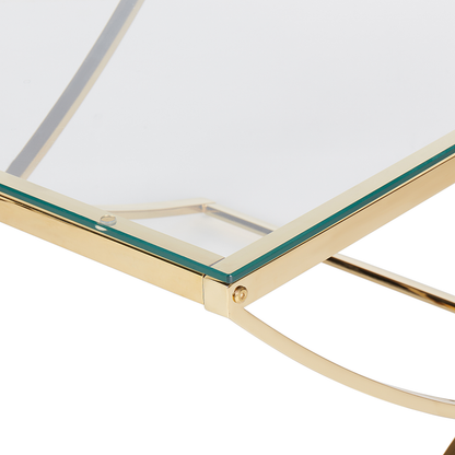 Glass Top Coffee Table Gold X Framed 70 x 70cm