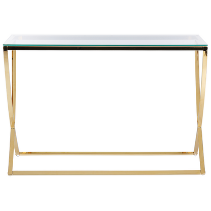 Glass Top Console Table Gold Stainless Steel Frame 120 x 40cm