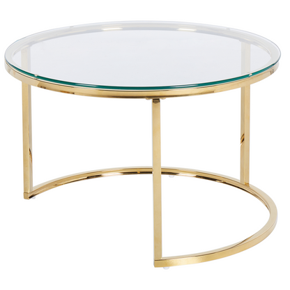 2 Piece Nesting Tables Gold Stainless Steel Frame
