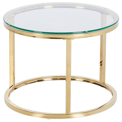 2 Piece Nesting Tables Gold Stainless Steel Frame