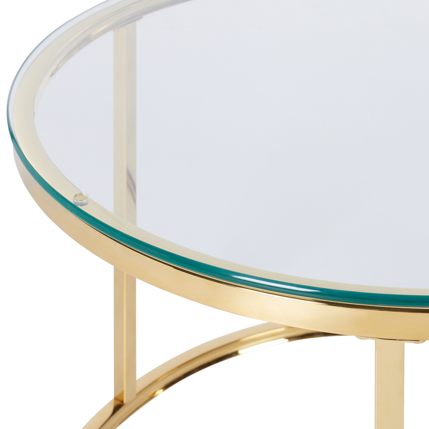 2 Piece Nesting Tables Gold Stainless Steel Frame