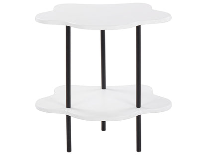 Modern Round Side Table White Top With Black Metal Frame 48 x 33cm Irregular Tabletop
