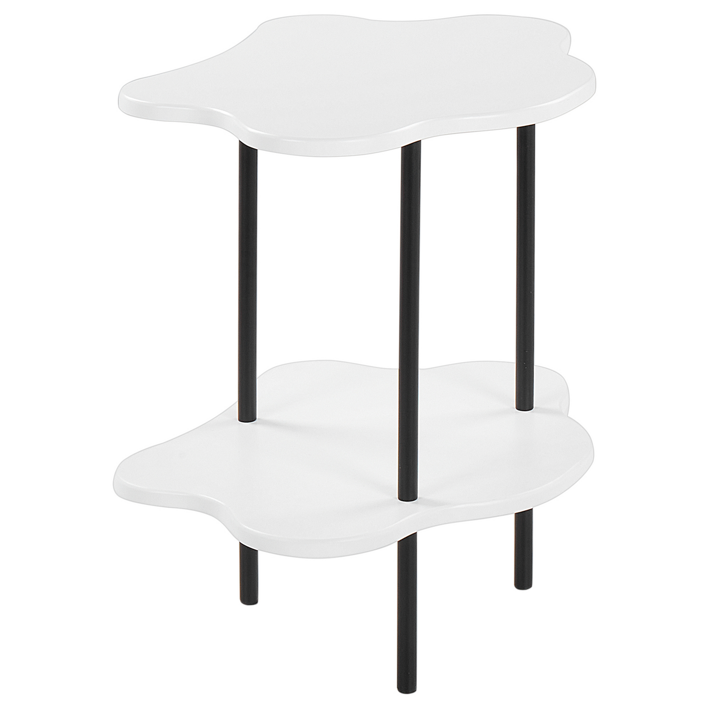 Modern Round Side Table White Top With Black Metal Frame 48 x 33cm Irregular Tabletop