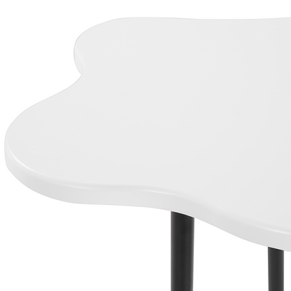 Modern Round Side Table White Top With Black Metal Frame 48 x 33cm Irregular Tabletop