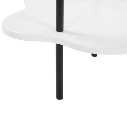 Modern Round Side Table White Top With Black Metal Frame 48 x 33cm Irregular Tabletop