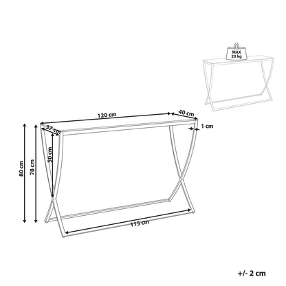 Glass Top Console Table Gold Stainless Steel Frame 120 x 40cm