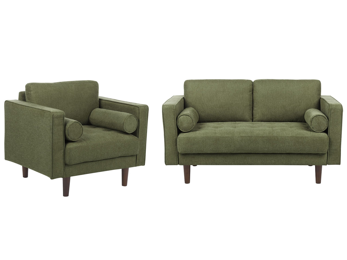 Retro Green Fabric Sofa Set 2 Seater And Armchair