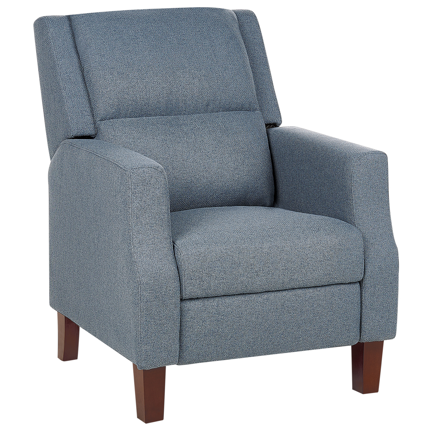 Blue Fabric Recliner Chair With Push Back Footrest