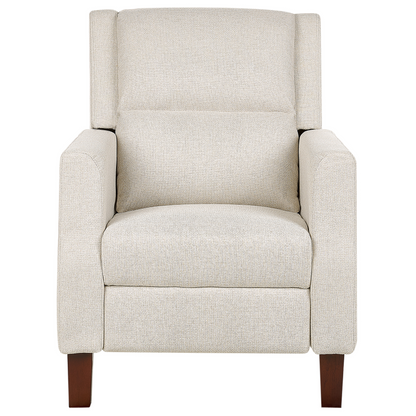 Recliner Chair Cream Beige Fabric Upholstery Push Back Manual Adjustable Back And Footrest Armchair