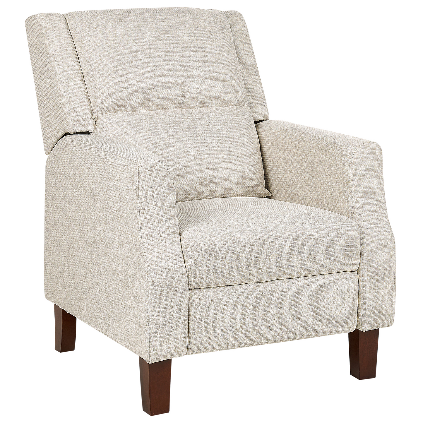 Recliner Chair Cream Beige Fabric Upholstery Push Back Manual Adjustable Back And Footrest Armchair