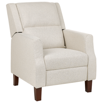 Recliner Chair Cream Beige Fabric Upholstery Push Back Manual Adjustable Back And Footrest Armchair