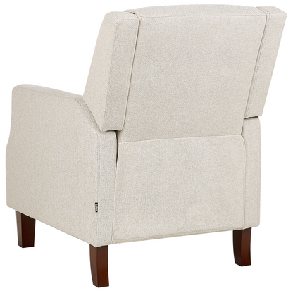 Recliner Chair Cream Beige Fabric Upholstery Push Back Manual Adjustable Back And Footrest Armchair