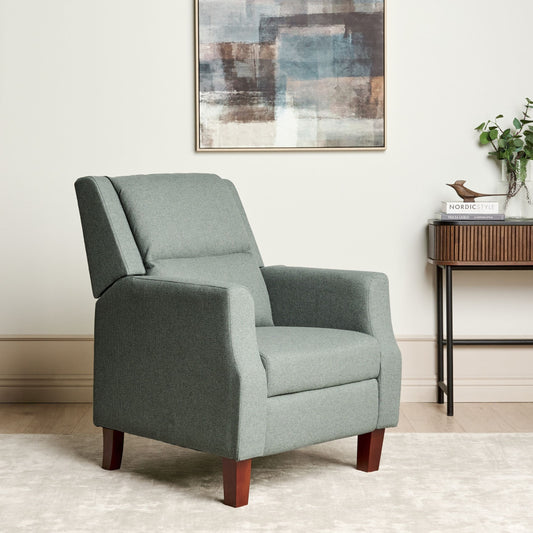 Heritage Home Retro Recliner Green Fabric Manual Push-Back Footrest