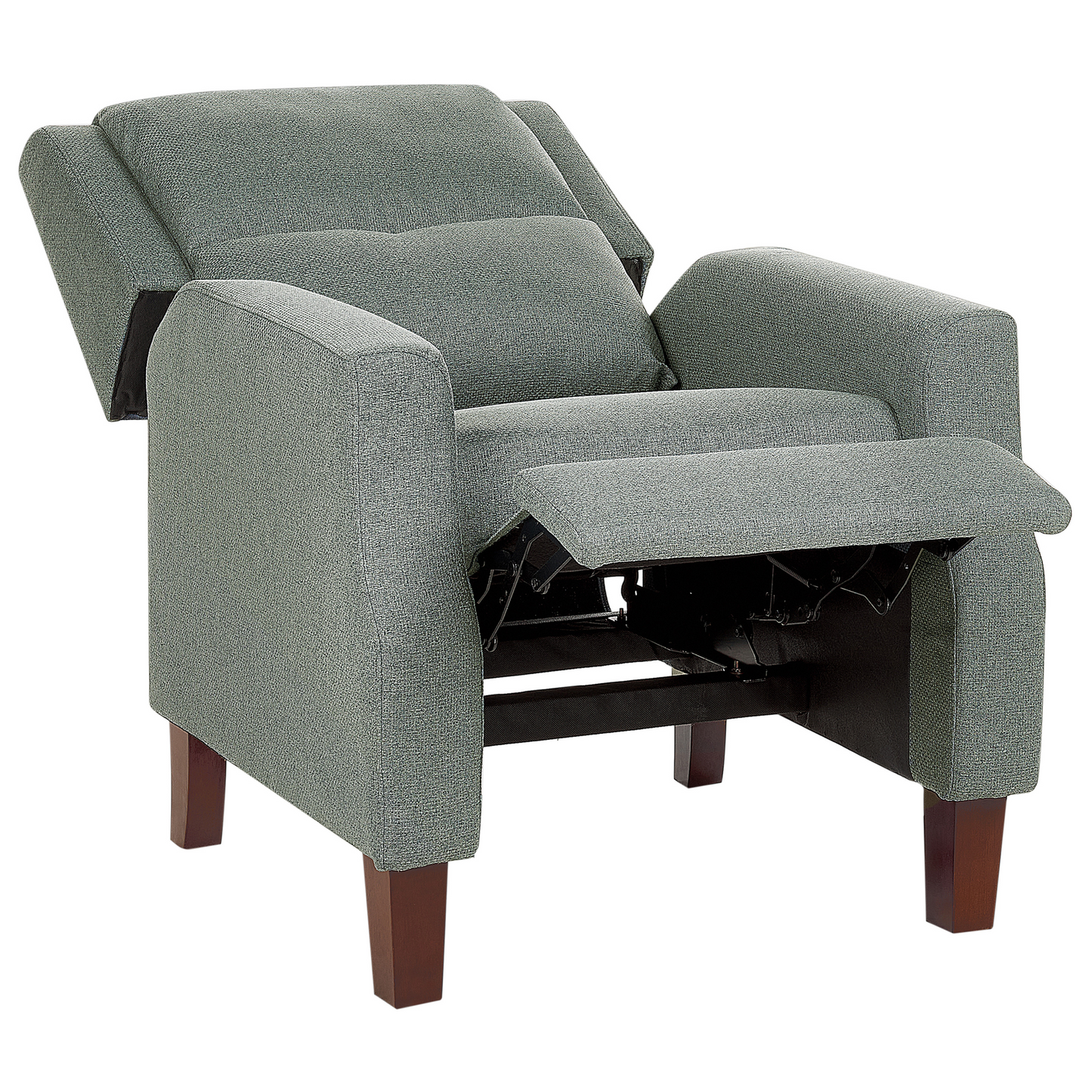 Heritage Home Retro Recliner Green Fabric Manual Push-Back Footrest