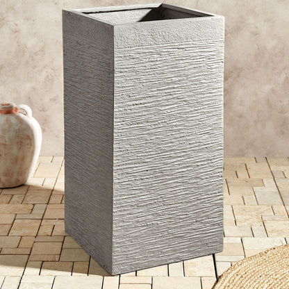 Garden Tall Clay Plant Pot 40 x 40 x 77cm UV Resistant Light Grey