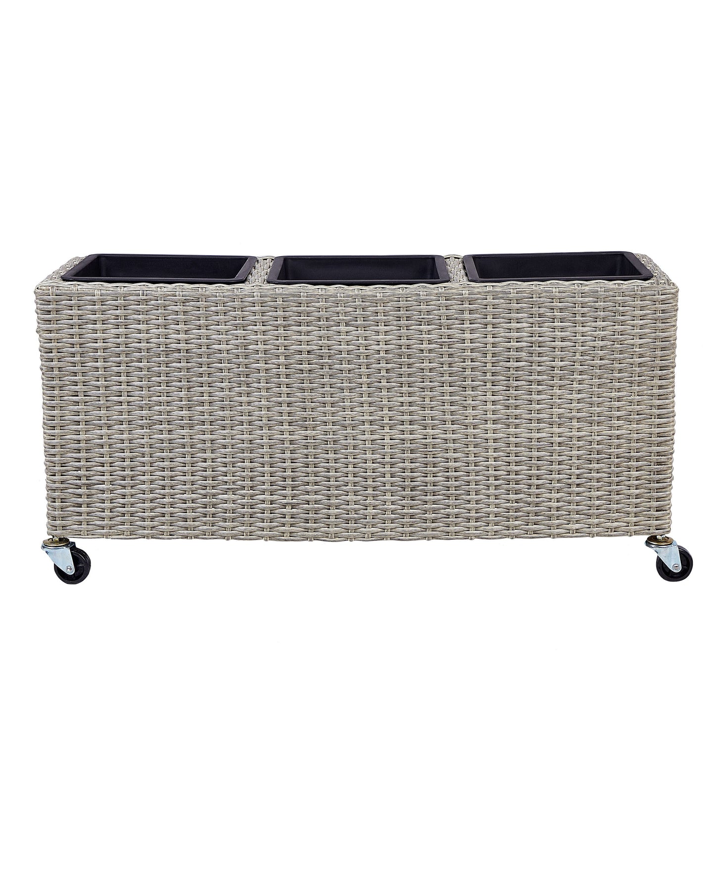 Wheeled Plant Pot Brown PE Rattan Indoor Outdoor Inserts