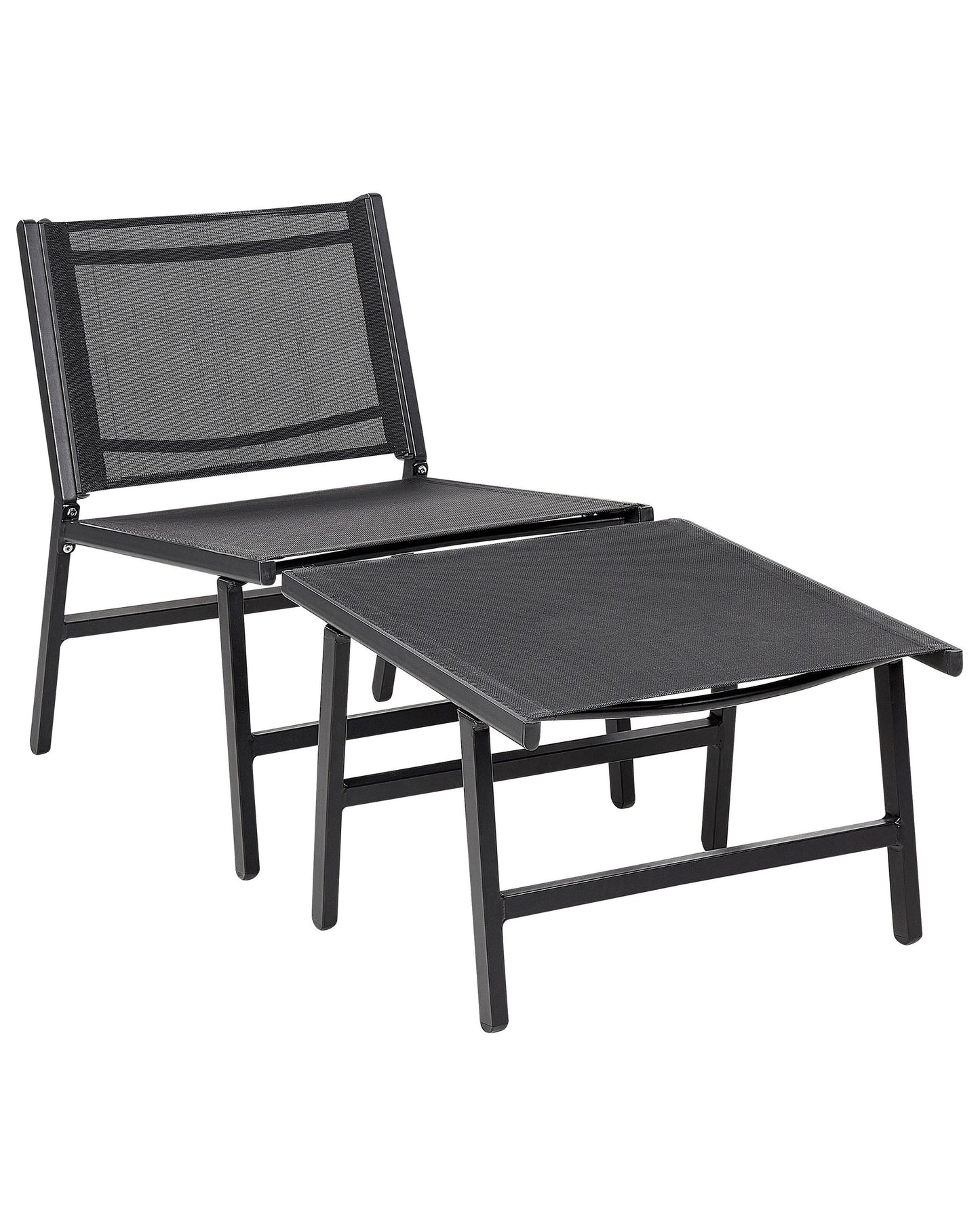 Garden Chair Black Textilene With Footrest