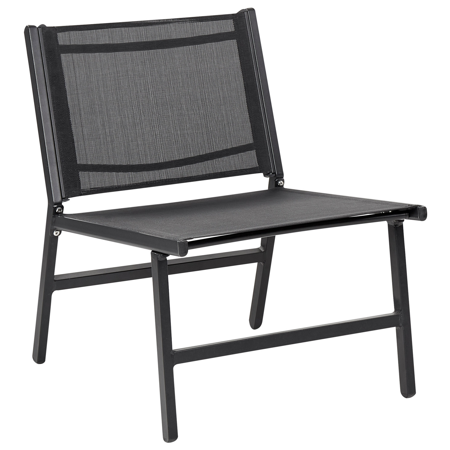 Garden Chair Black Textilene With Footrest
