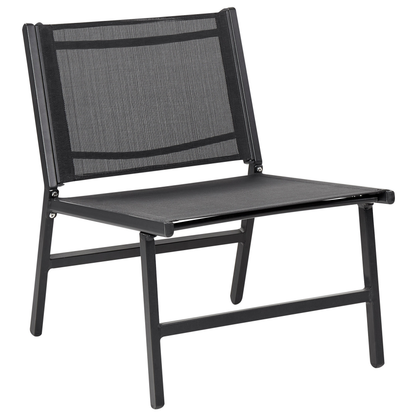 Set of 2 Black Textilene Garden Chairs with Footrests