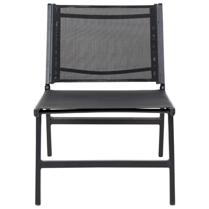 Set of 2 Black Textilene Garden Chairs with Footrests