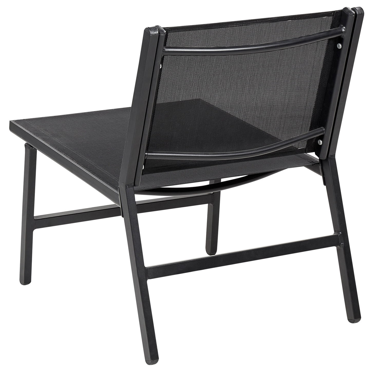 Garden Chair Black Textilene With Footrest