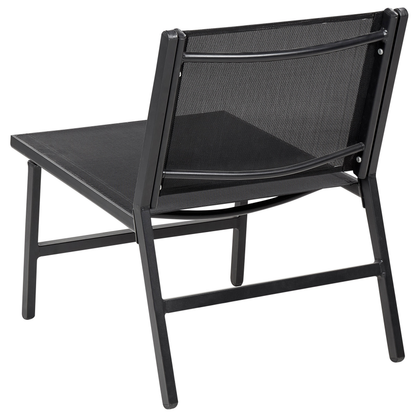 Set of 2 Black Textilene Garden Chairs with Footrests