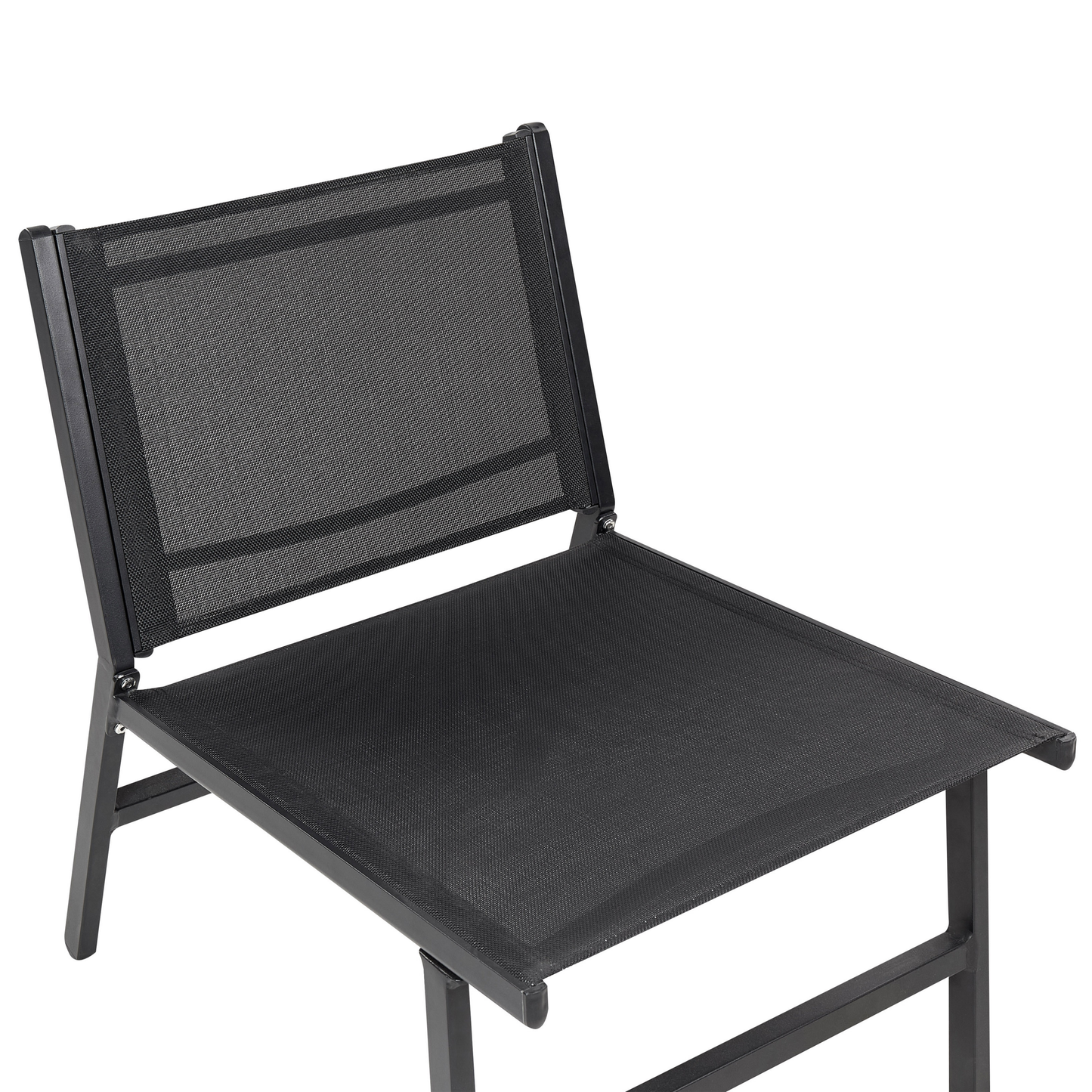 Garden Chair Black Textilene With Footrest