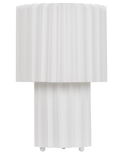 Bedside Lamp White Linen Base Fabric Drum Shade 40cm