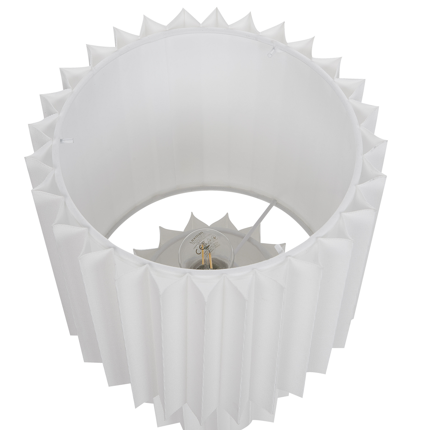 Bedside Lamp White Linen Base Fabric Drum Shade 40cm