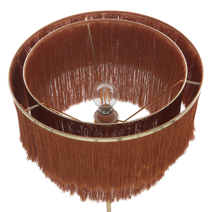 Floor Lamp Brown Gold Linen Shade 137cm Tassel Base