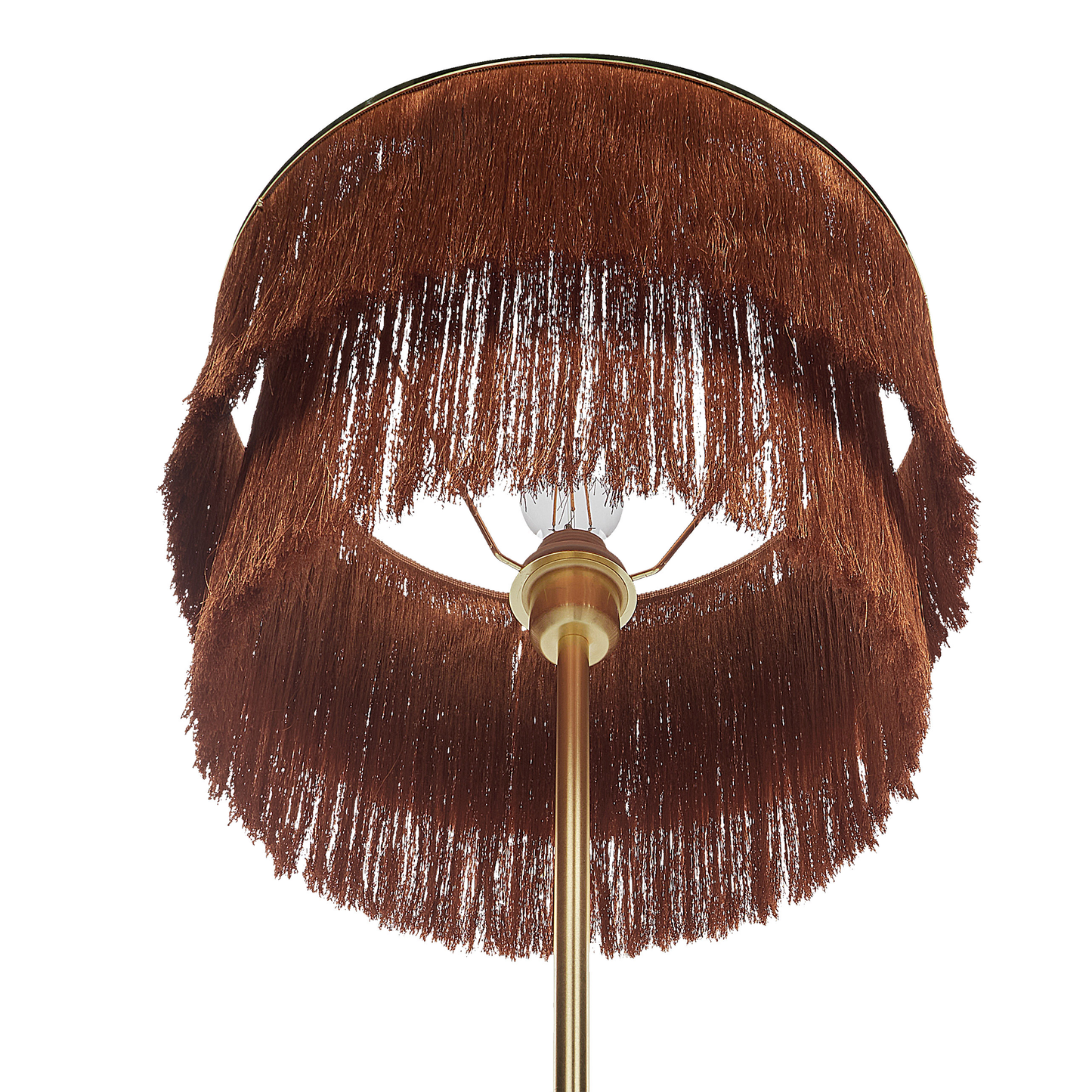 Floor Lamp Brown Gold Linen Shade 137cm Tassel Base