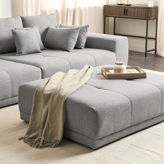 Ottoman Grey Fabric Upholstery 1 Seater Modern Traditional
