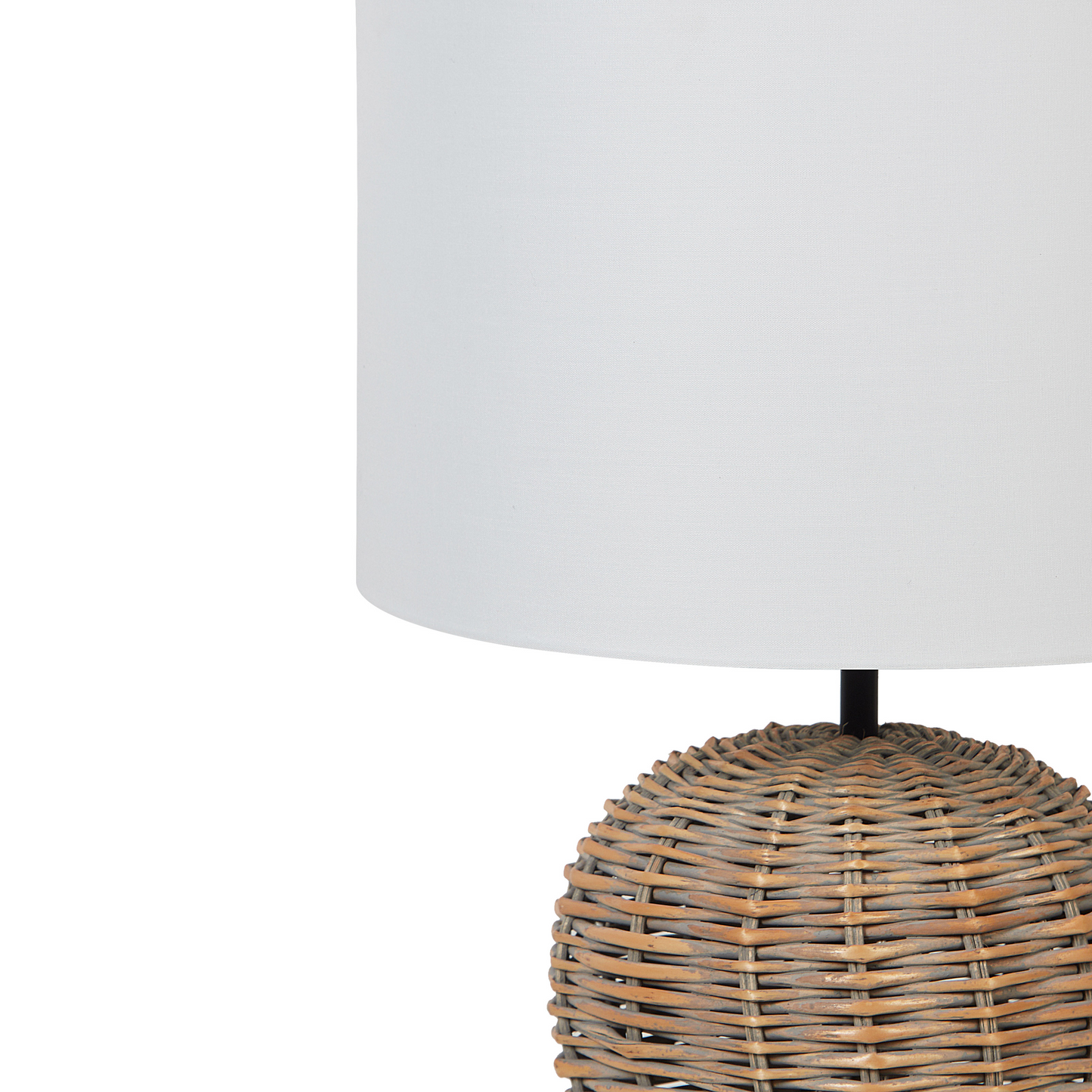 Rattan Table Lamp With White Fabric Shade 30 x 30 x 49cm Natural Finish Ambient Lighting