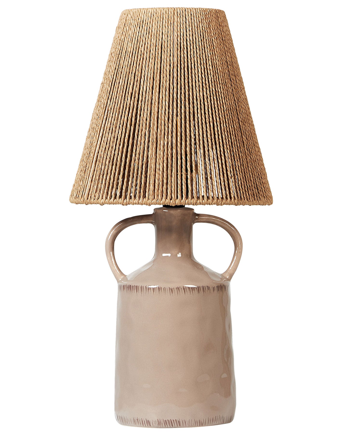 Taupe Ceramic Table Lamp 24 x 24 x 51cm Wicker Cone Shade