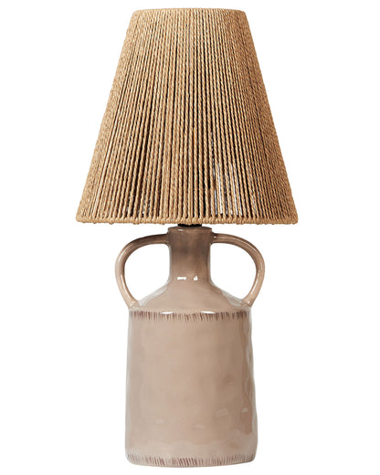 Taupe Ceramic Table Lamp 24 x 24 x 51cm Wicker Cone Shade