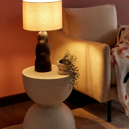 Table Lamp Black Ceramic With Beige Cone Shade 51cm