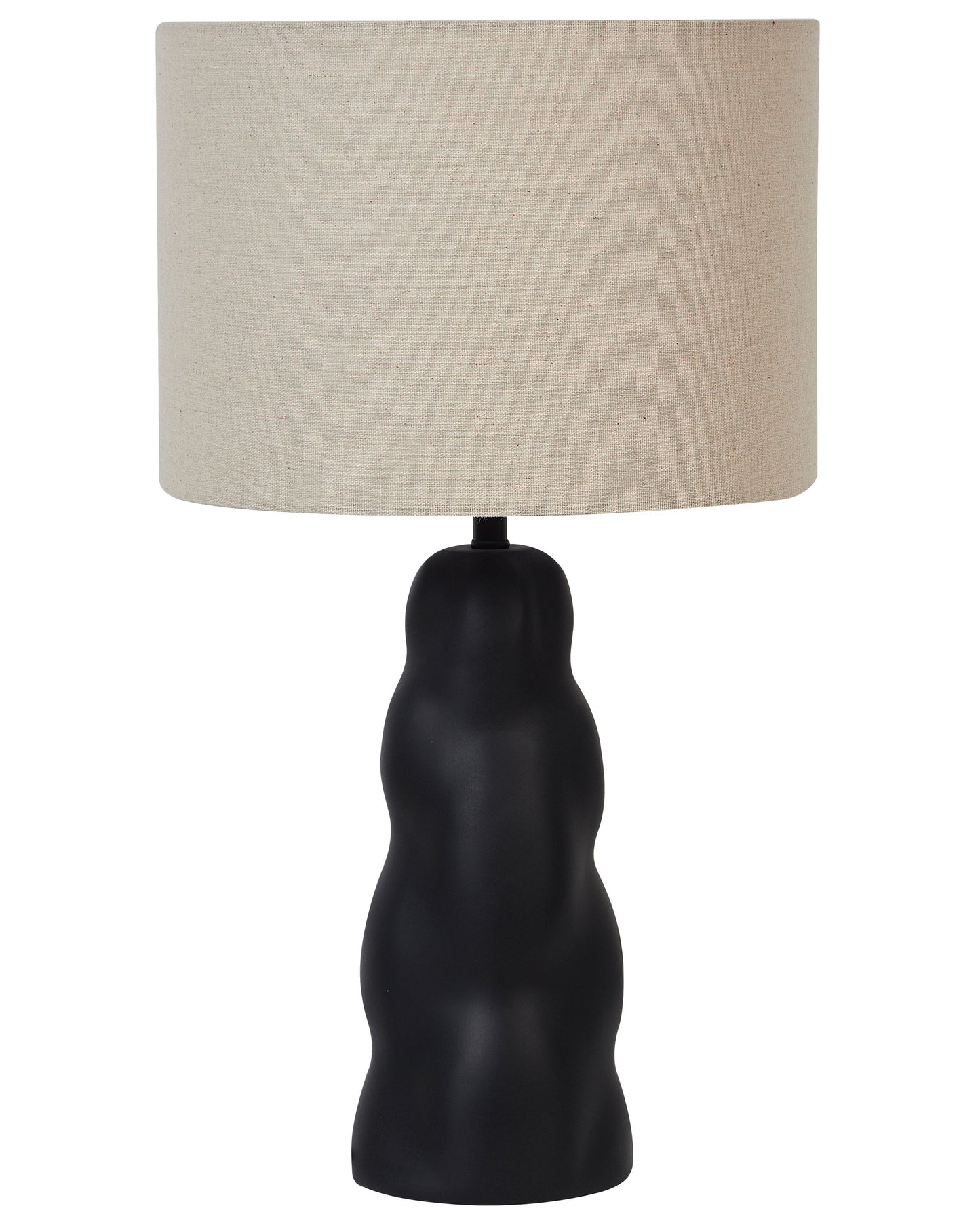 Table Lamp Black Ceramic With Beige Cone Shade 51cm