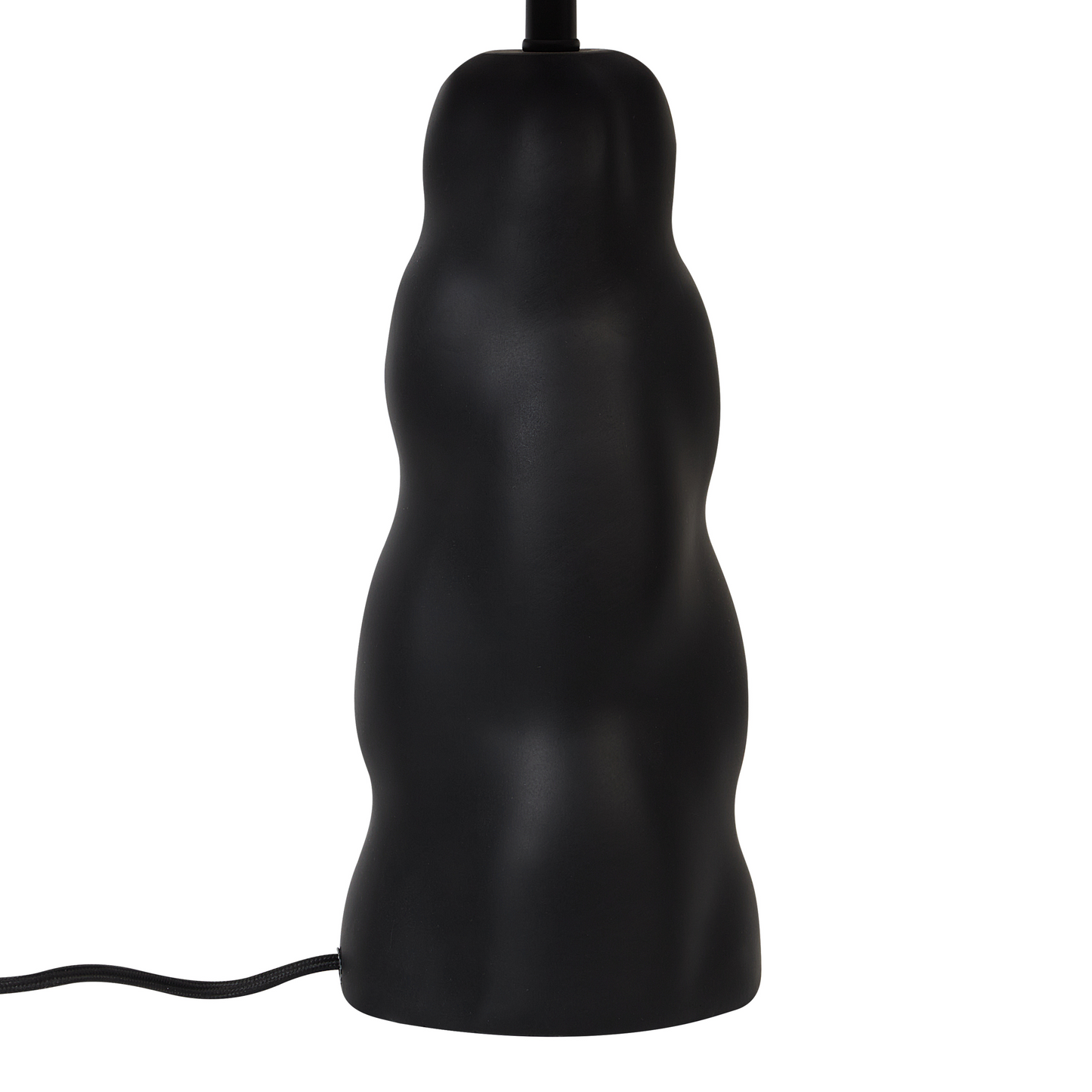 Table Lamp Black Ceramic With Beige Cone Shade 51cm