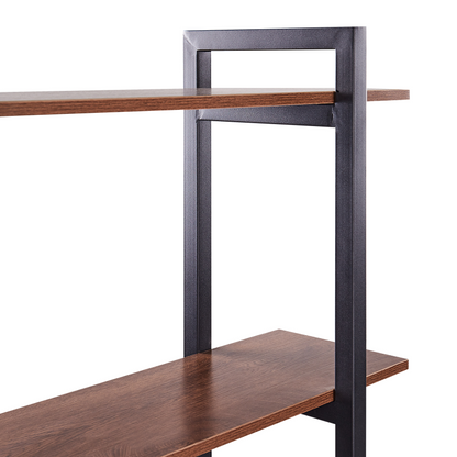 Dark Brown Black Bookcase 5-Tier Open Back Industrial LED