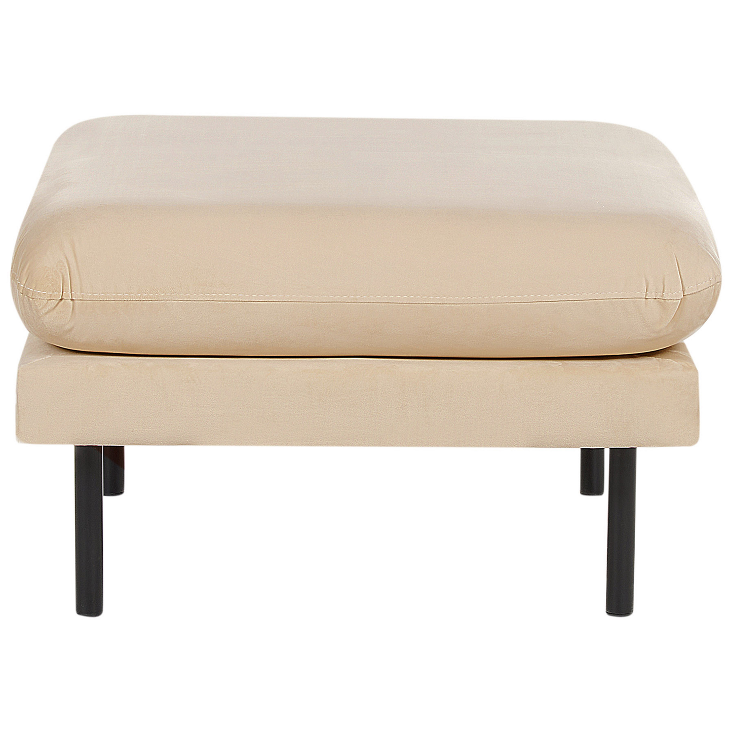 Velvet Ottoman Footstool Beige Pillow Top Metal Legs