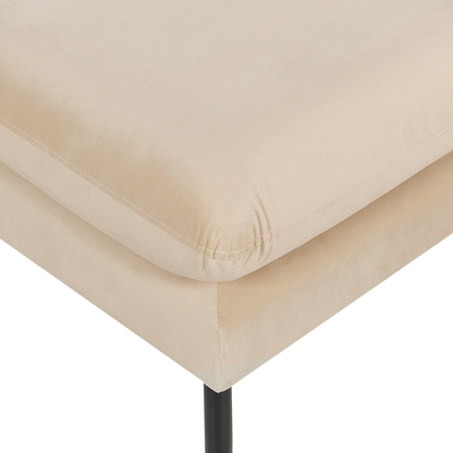 Velvet Ottoman Footstool Beige Pillow Top Metal Legs