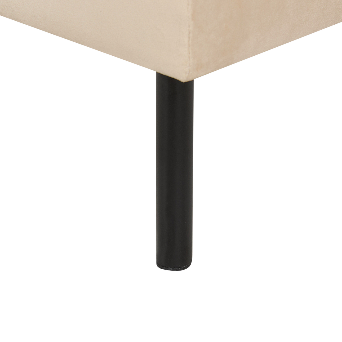 Velvet Ottoman Footstool Beige Pillow Top Metal Legs