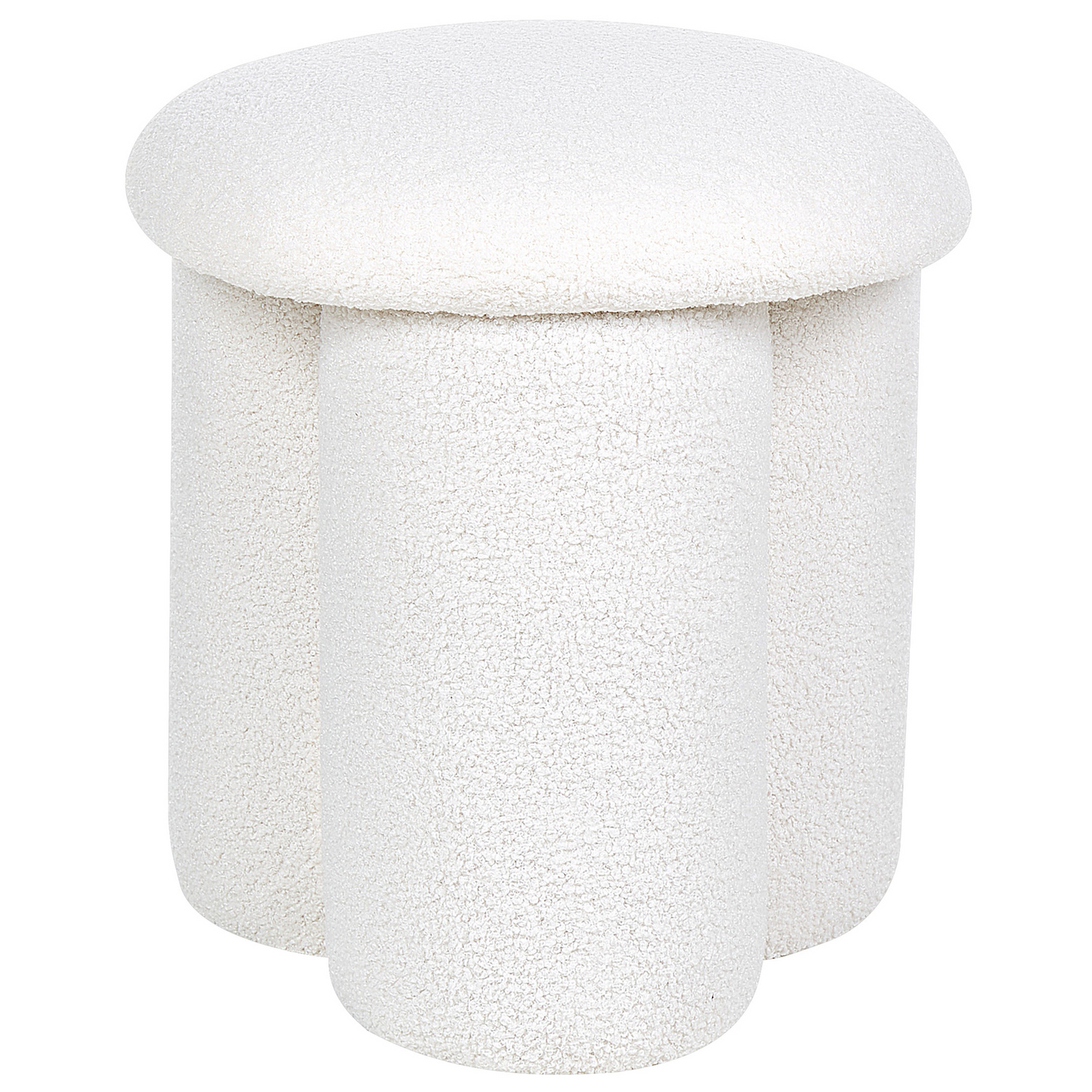 Pouffe Off White Boucl? Round Footstool 40 x 40 x 45cm Mushroom