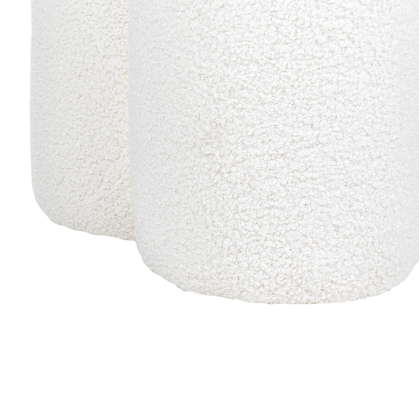Pouffe Off White Boucl? Round Footstool 40 x 40 x 45cm Mushroom