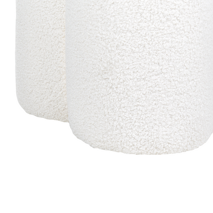 Pouffe Off White Boucl? Round Footstool 40 x 40 x 45cm Mushroom