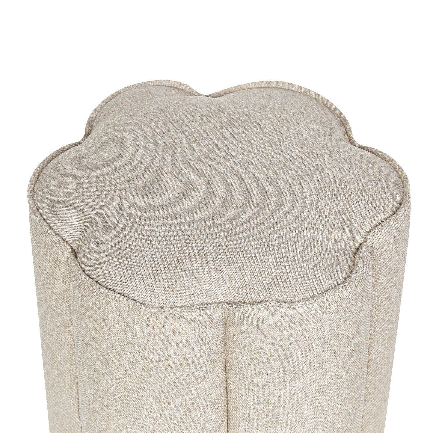 Linen Pouffe Round 39 By 34 By 45cm Beige Footstool For Modern Living Room