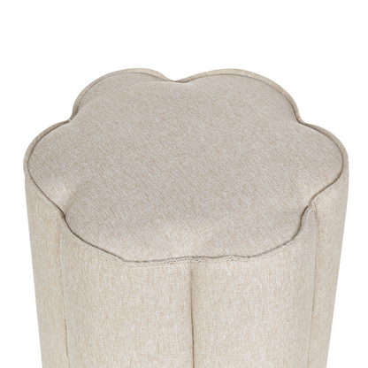 Linen Pouffe Round 39 By 34 By 45cm Beige Footstool For Modern Living Room