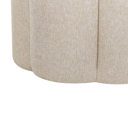 Linen Pouffe Round 39 By 34 By 45cm Beige Footstool For Modern Living Room