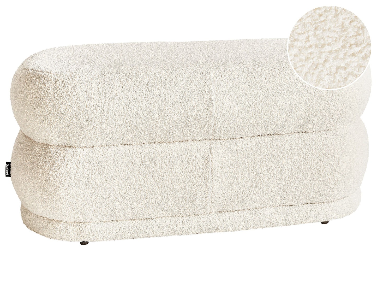 Home Off White Boucle Upholstered Bed Bench Stool With Plush Comfort And Versatile Footrest