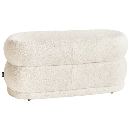 Home Off White Boucle Upholstered Bed Bench Stool With Plush Comfort And Versatile Footrest